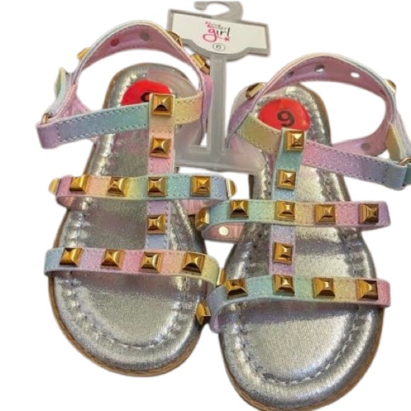 ๐ Baby Rainbow Studded Olivia Miller Girl Sandals - Picture 2 of 6